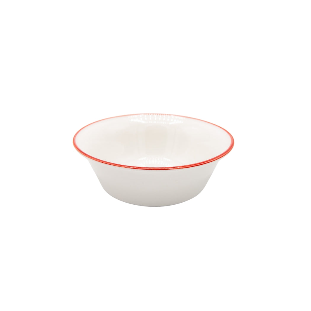 BOWL DE CERAMICA BLANCO CON BORDE ROJO