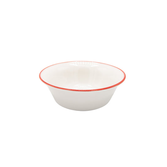 BOWL DE CERAMICA BLANCO CON BORDE ROJO