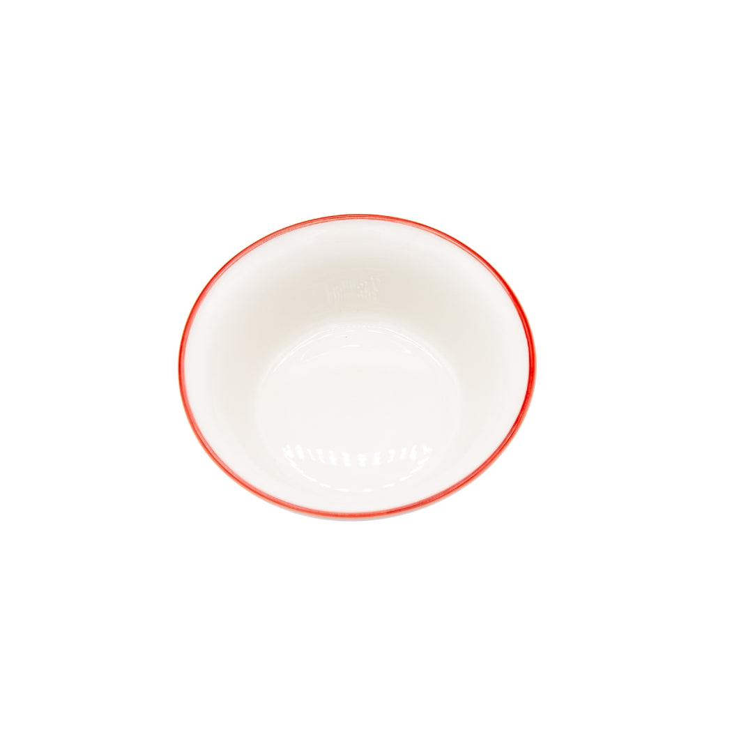 BOWL DE CERAMICA BLANCO CON BORDE ROJO
