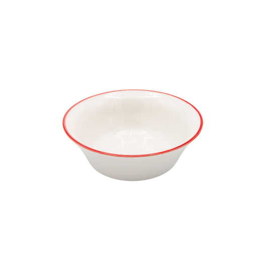 BOWL DE CERAMICA BLANCO CON BORDE ROJO