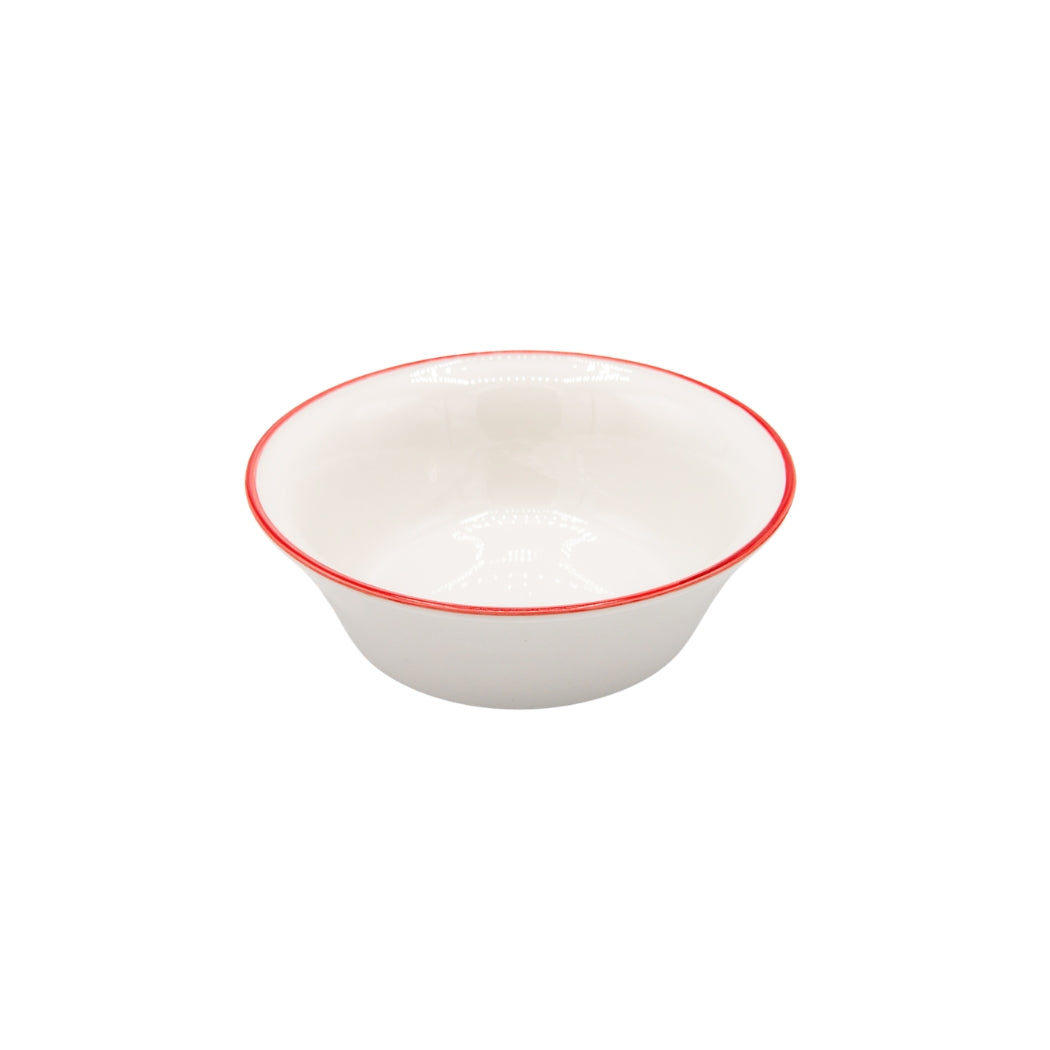 BOWL DE CERAMICA BLANCO CON BORDE ROJO