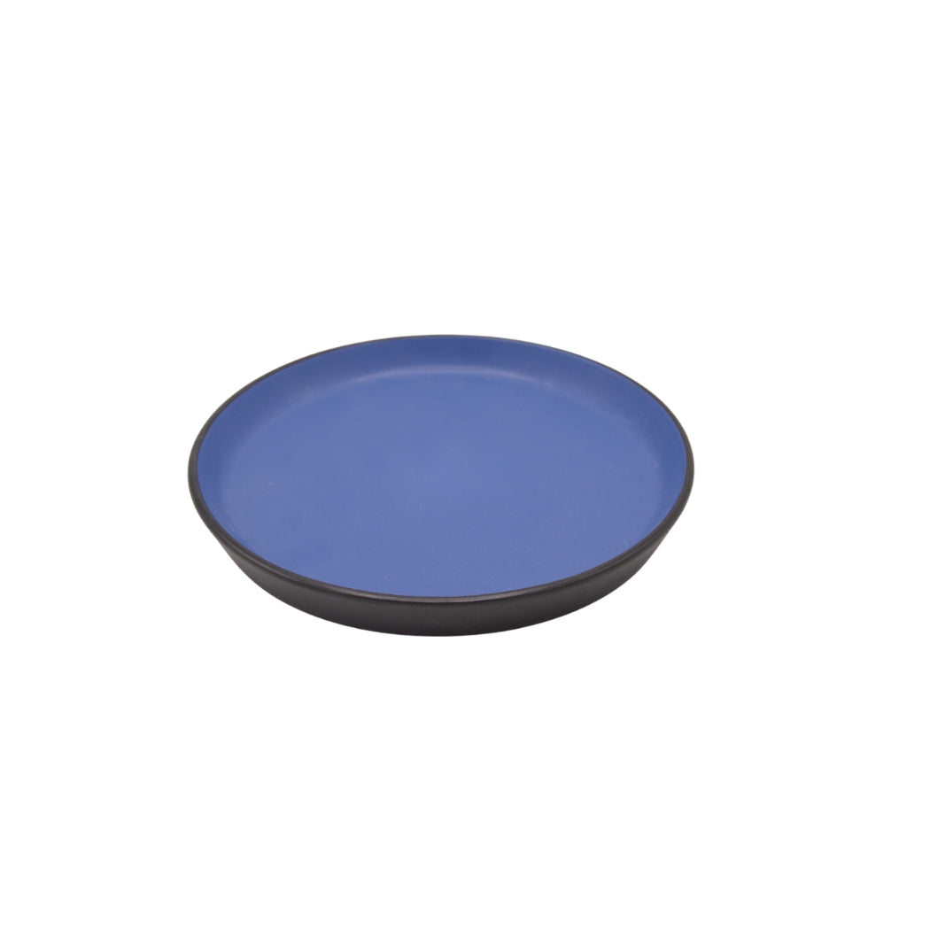 PLATO LLANO NEGRO EXTERIOR Y SU INTERIOR CELESTE 7 PLG