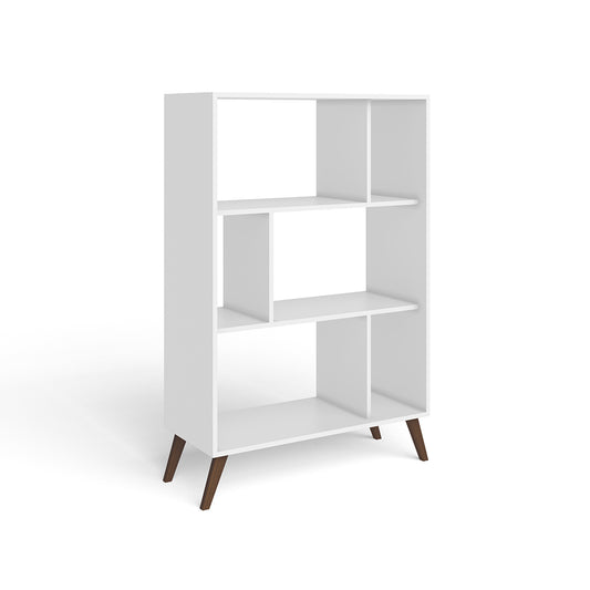 LIBRERO BLANCO DE 3 NIVELES Y 6 COMPARTIMIENTOS