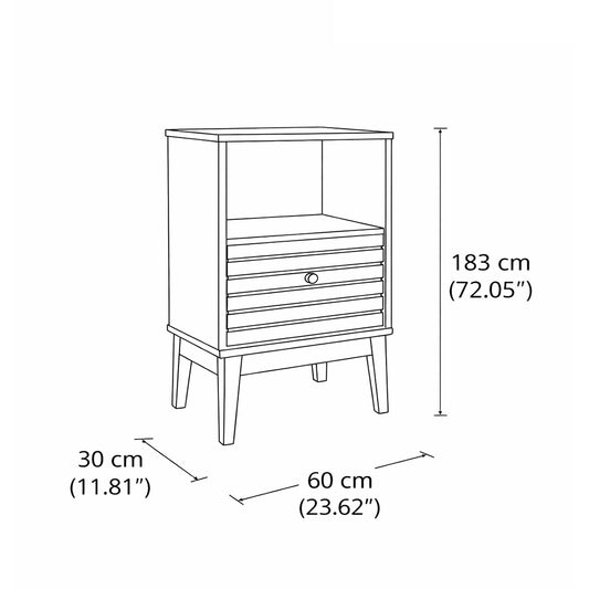 MESA DE NOCHE BLANCO CON BEIGE CON UN GAVETERO