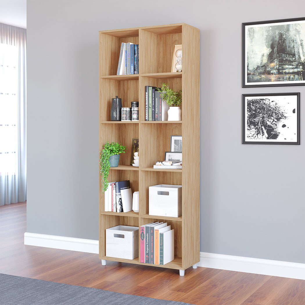 LIBRERO DE MADERA BEIGE DE 5 NIVELES