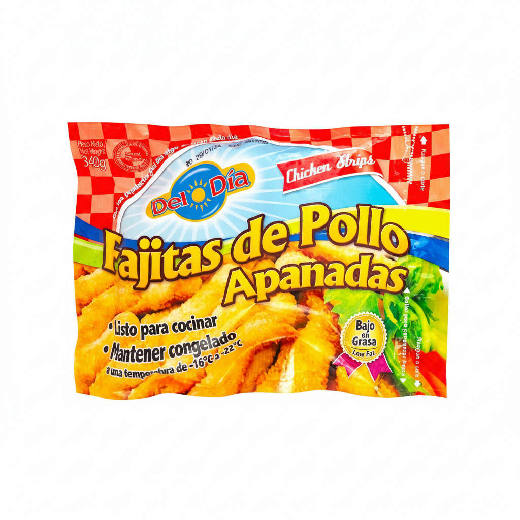 FAJITAS DE POLLO APANADAS DEL DIA 227GR