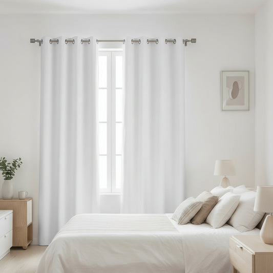 CORTINA DECORATIVA COLOR BLANCO JACQUARD 52" X 84"