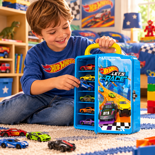 PORTACOCHES AZUL HOT WHEELS CON ASA MATTEL