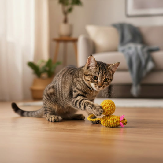 JUGUETE CON DISEÑO DE RATÓN TEJIDO PARA GATO