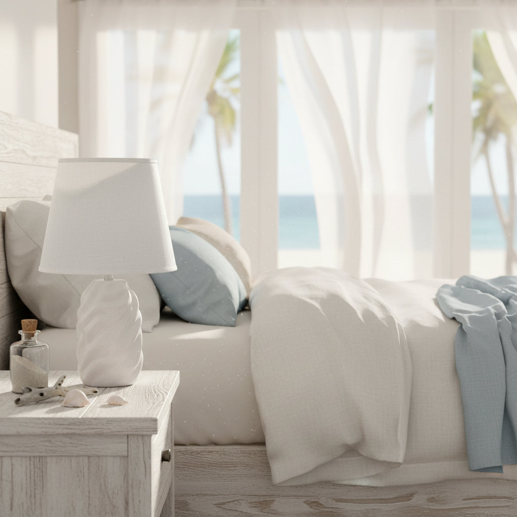 LAMPARA DECORATIVA BLANCA BASE ESCULPIDA