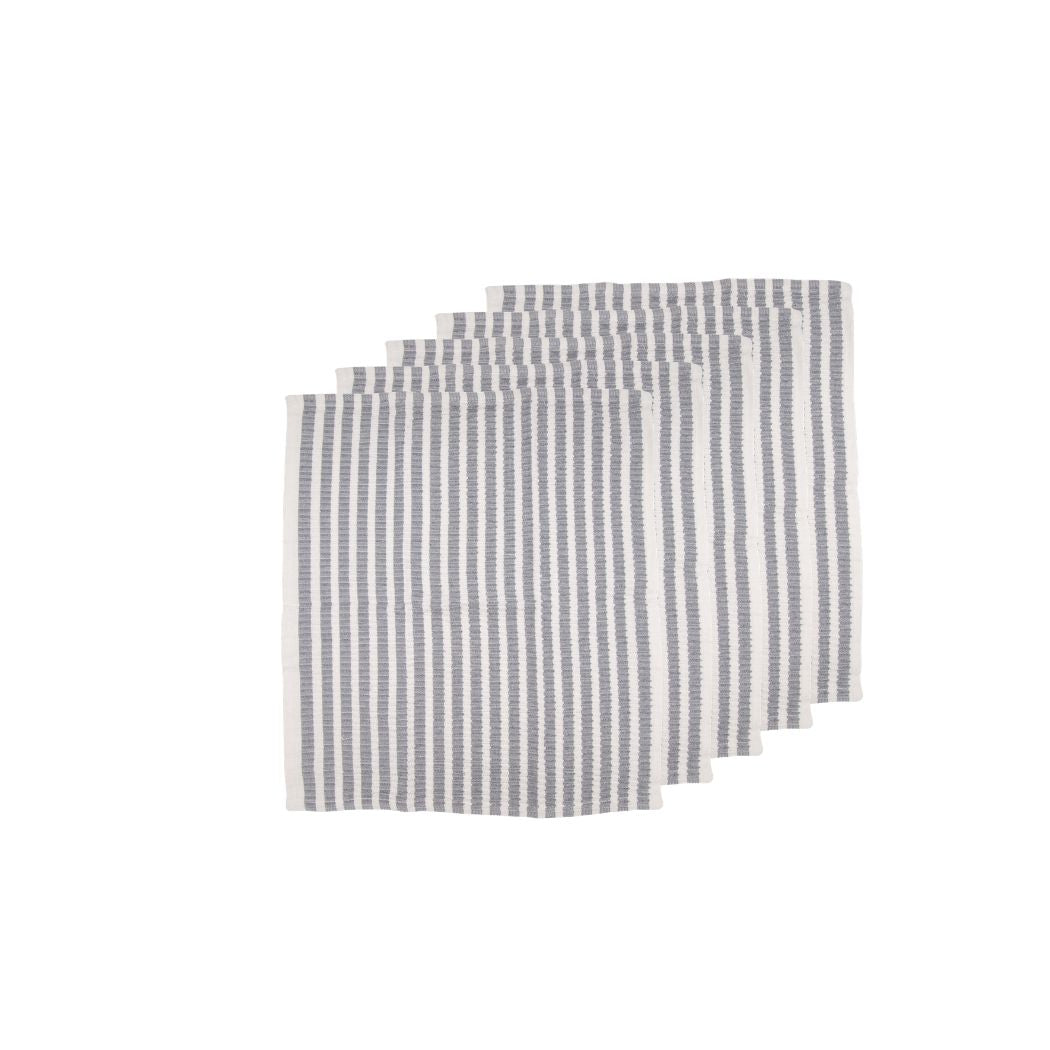 SET DE 5 TOALLAS DE COCINA RAYAS BLANCA Y GRIS 40CM X 48CM