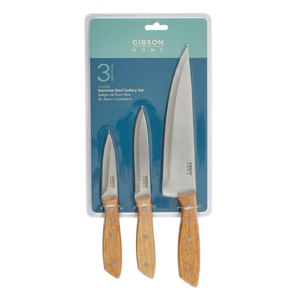 CUCHILLOS MANGO DE MADERA GIBSON HOME 3U
