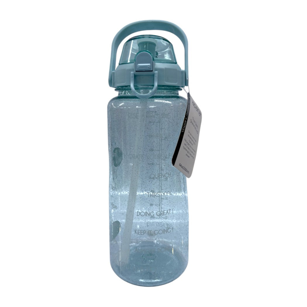 BOTELLA PLÁSTICA GLITTER CELESTE 64 OZ