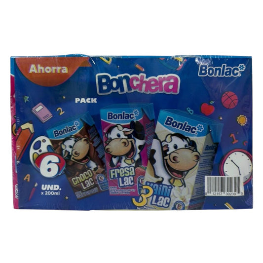 6PACK LECHE SURTIDA UHT BONLAC 200ML