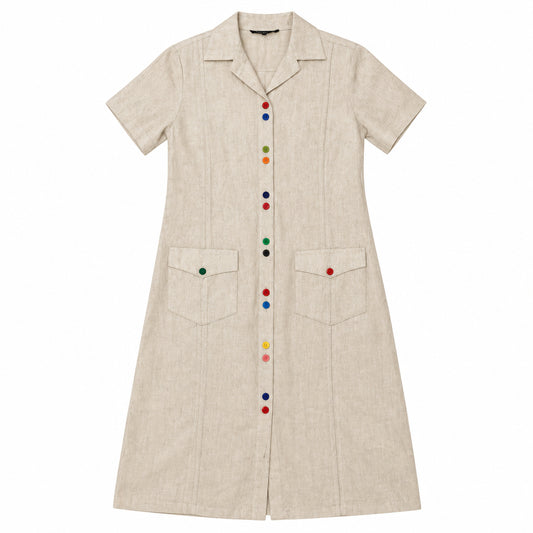 VESTIDO TÍPICO DE DAMA CON BOTONES DE COLORES