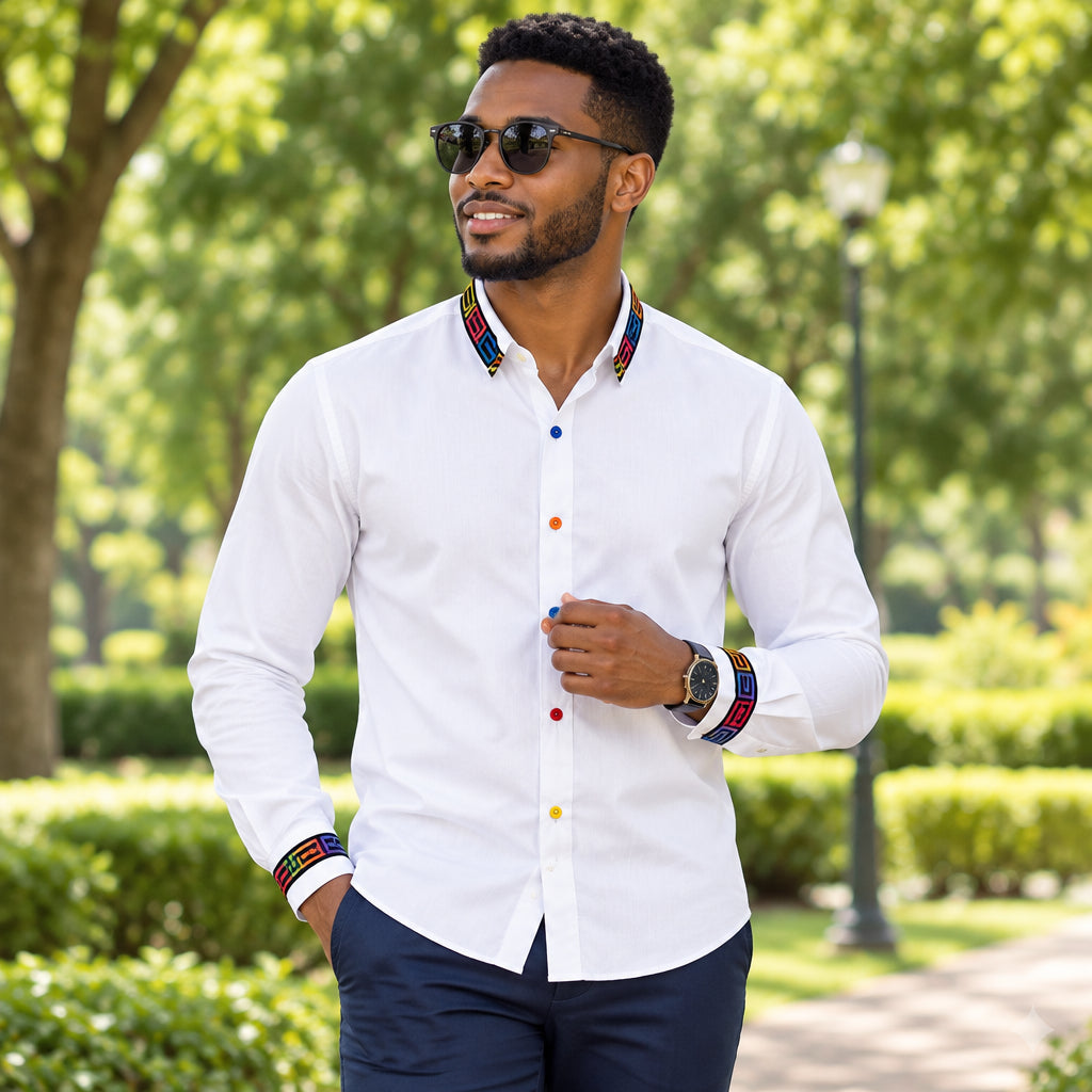 CAMISA TÍPICA CUELLO CHINO MANGA LARGA