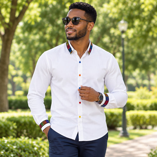 CAMISA TÍPICA CUELLO CHINO MANGA LARGA