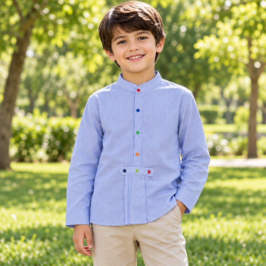 CAMISA TÍPICA DE NIÑO MANGA LARGA DE RAYA