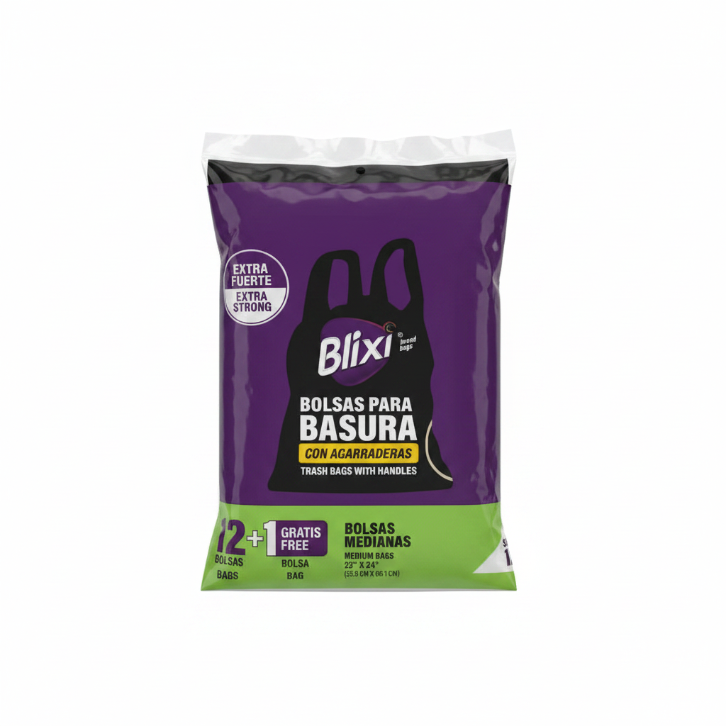 BOLSA NEGRA CON AGARRADERA M 22X24