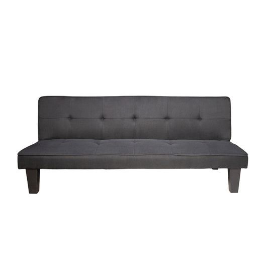 SOFA CAMA GRIS OSCURO Y PATAS NEGRAS