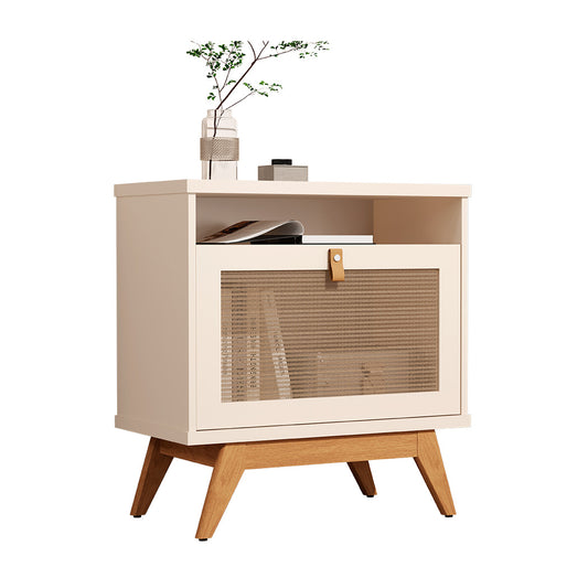 MESA DE NOCHE BEIGE UNA GAVETA