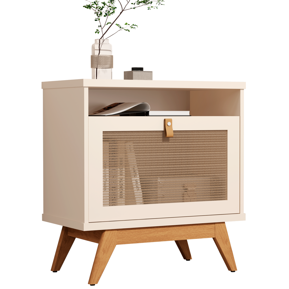 MESA DE NOCHE BEIGE UNA GAVETA