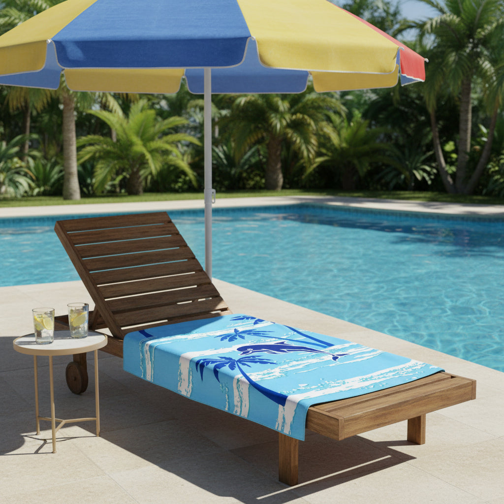 TOALLA PLAYERA PALMERAS Y DELFIN