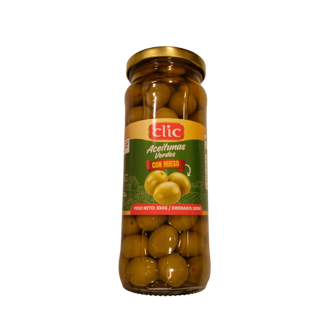 ACEITUNA VERDE CON HUESO CLIC 330ML