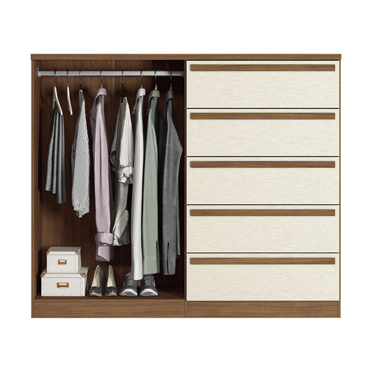 CÓMODA 2 PUERTAS 5 GAVETAS MARRÓN/CREMA