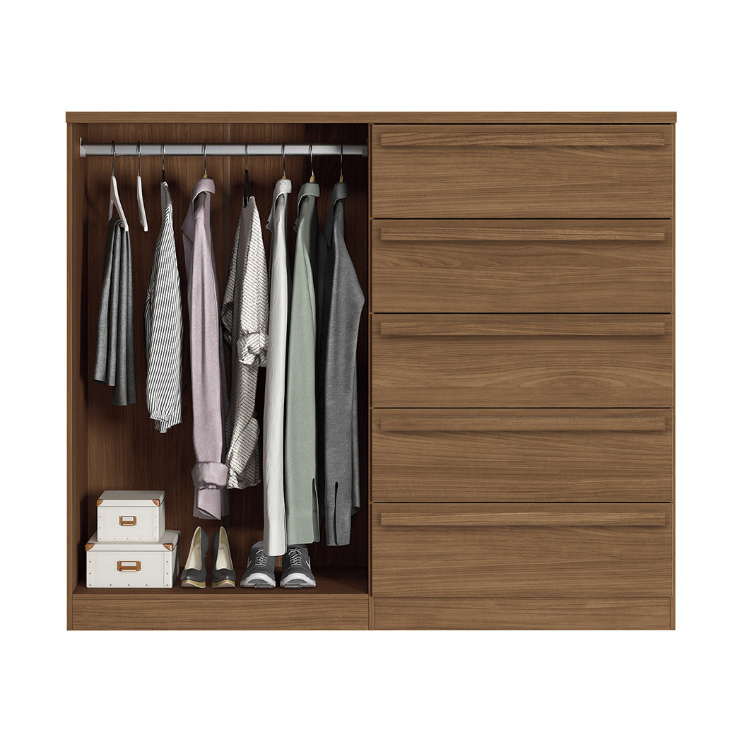 CÓMODA 2 PUERTAS 5 GAVETAS COLOR MARRÓN