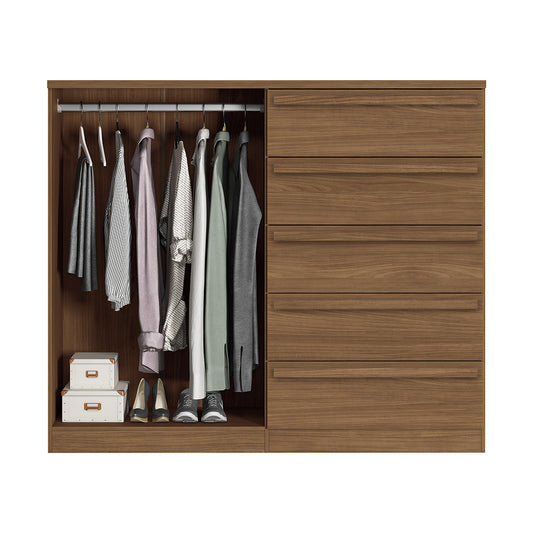CÓMODA 2 PUERTAS 5 GAVETAS COLOR MARRÓN