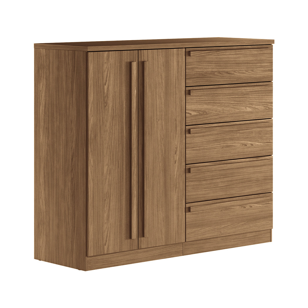 CÓMODA 2 PUERTAS 5 GAVETAS COLOR MARRÓN