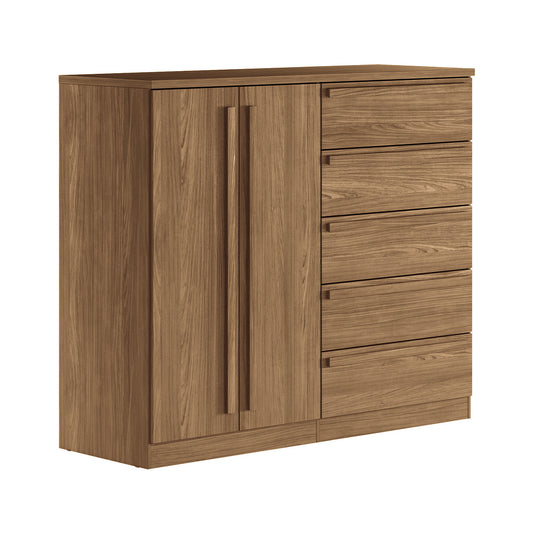 CÓMODA 2 PUERTAS 5 GAVETAS COLOR MARRÓN