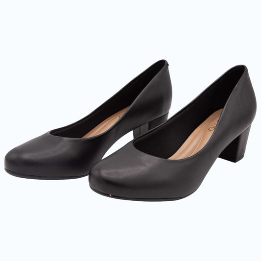 ZAPATOS DE TACÓN BAJO ANCHO NEGRO