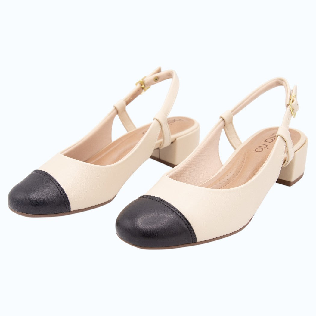 ZAPATOS DE PUNTA REDONDA NEGRO/BEIGE