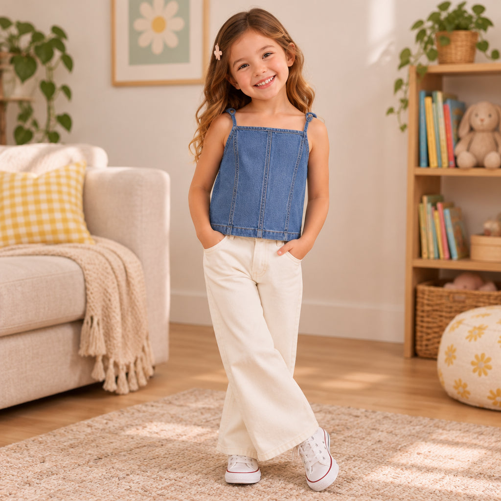 TOP JEANS DE NIÑA CON TIRAS