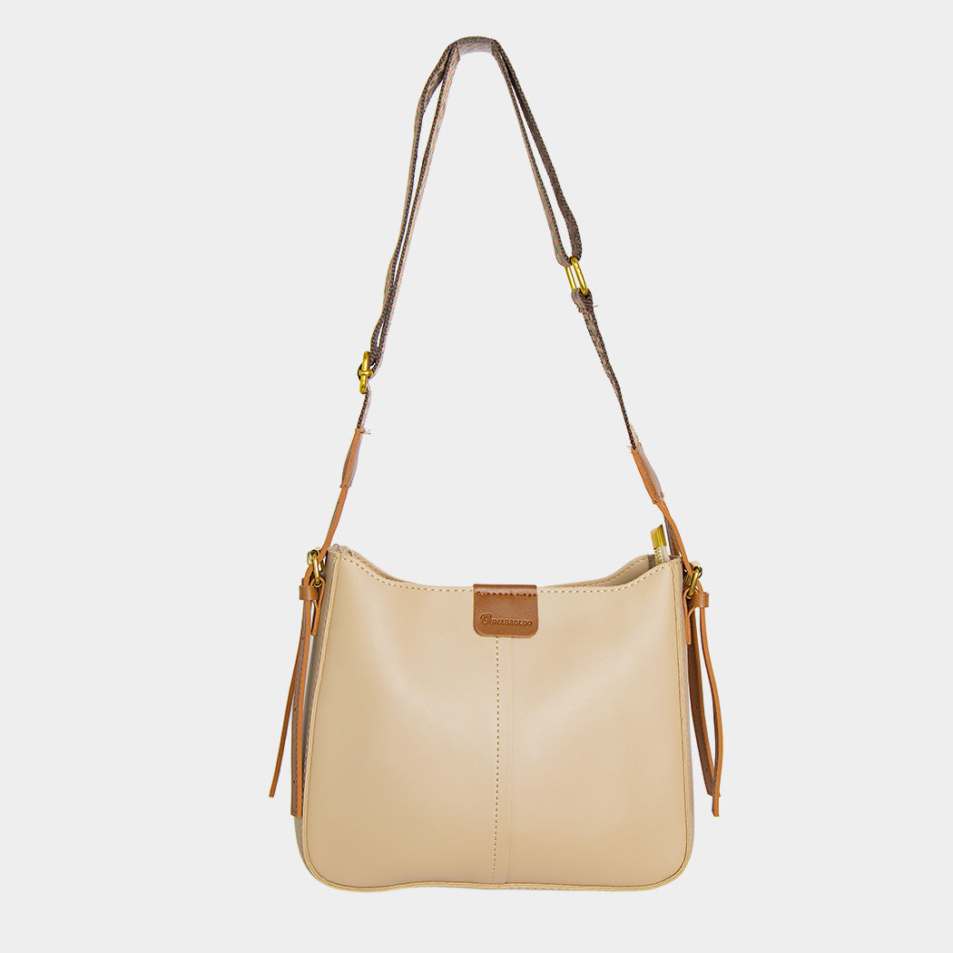 CROSSBODY BEIGE CORREA AJUSTABLE ETNICA