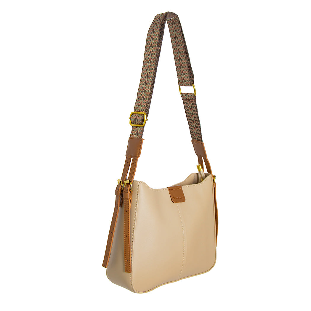 CROSSBODY BEIGE CORREA AJUSTABLE ETNICA