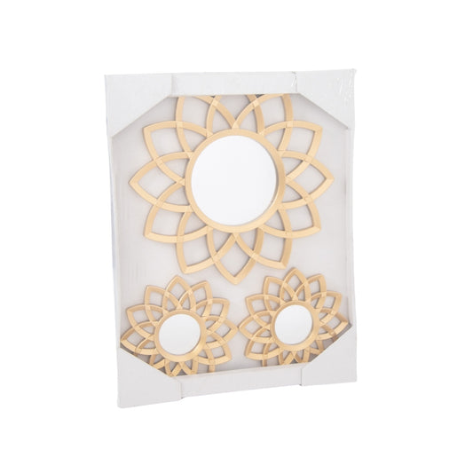 ESPEJO DECORATIVO DORADO FLOR LOTO 3U