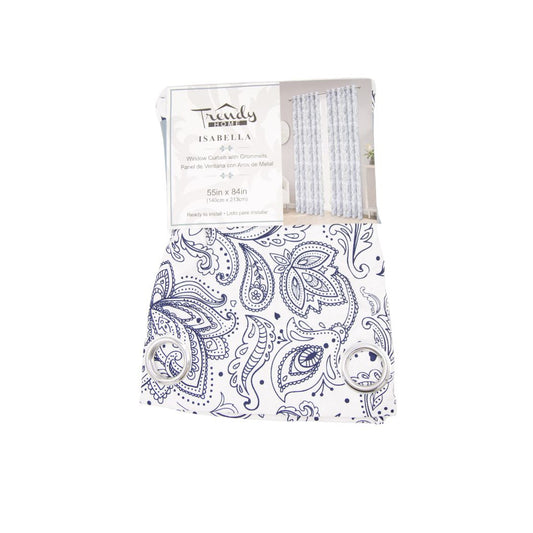 CORTINAS DE TELA AZUL CON BLANCA 140X213CM
