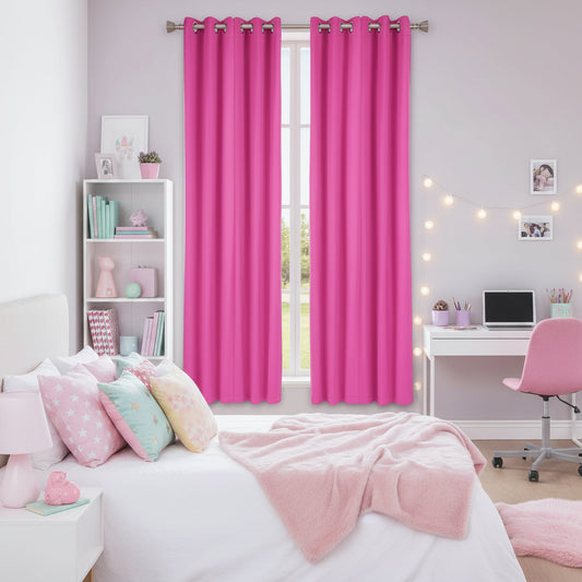 CORTINA DECORATIVA ROSA CHICLE 140X213CM