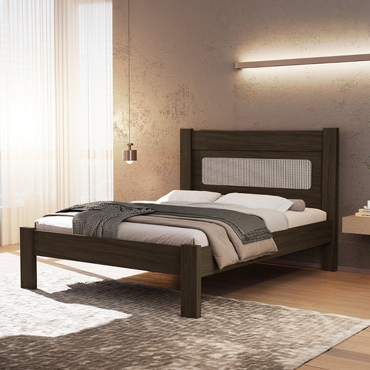 CAMA FULL CLARA CHOCOLATE OSCURO.