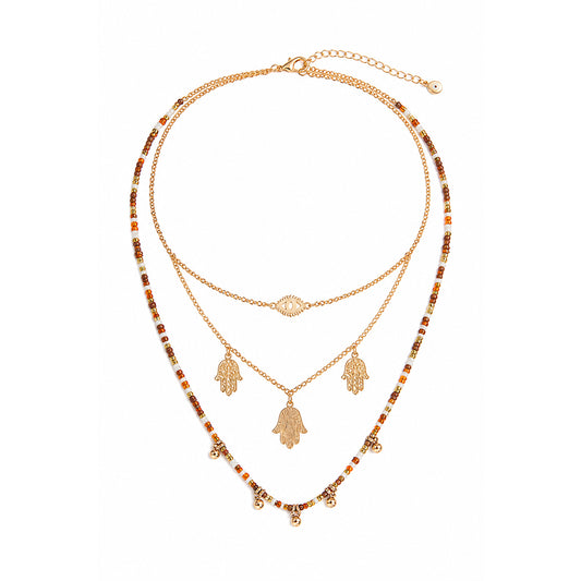COLLAR DE 3 CAPAS MANO DE HAMSA