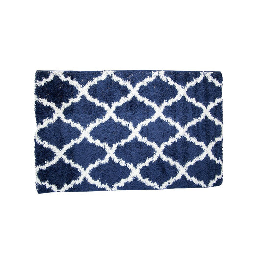 ALFOMBRA DECORATIVA AZUL CON DISEÑOS BLANCO 4X6