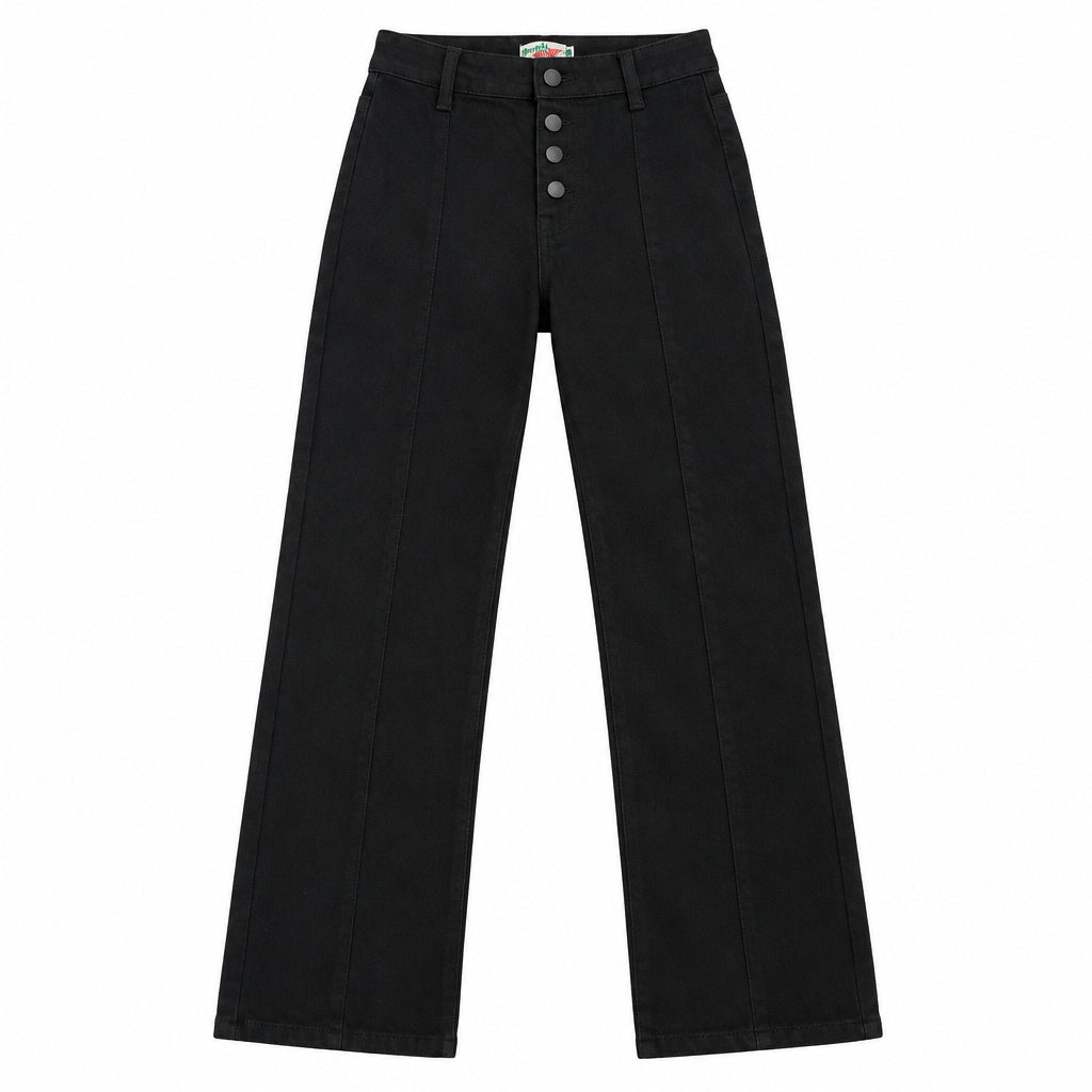 JEANS NEGRO PARA NIÑA TIRO ALTO
