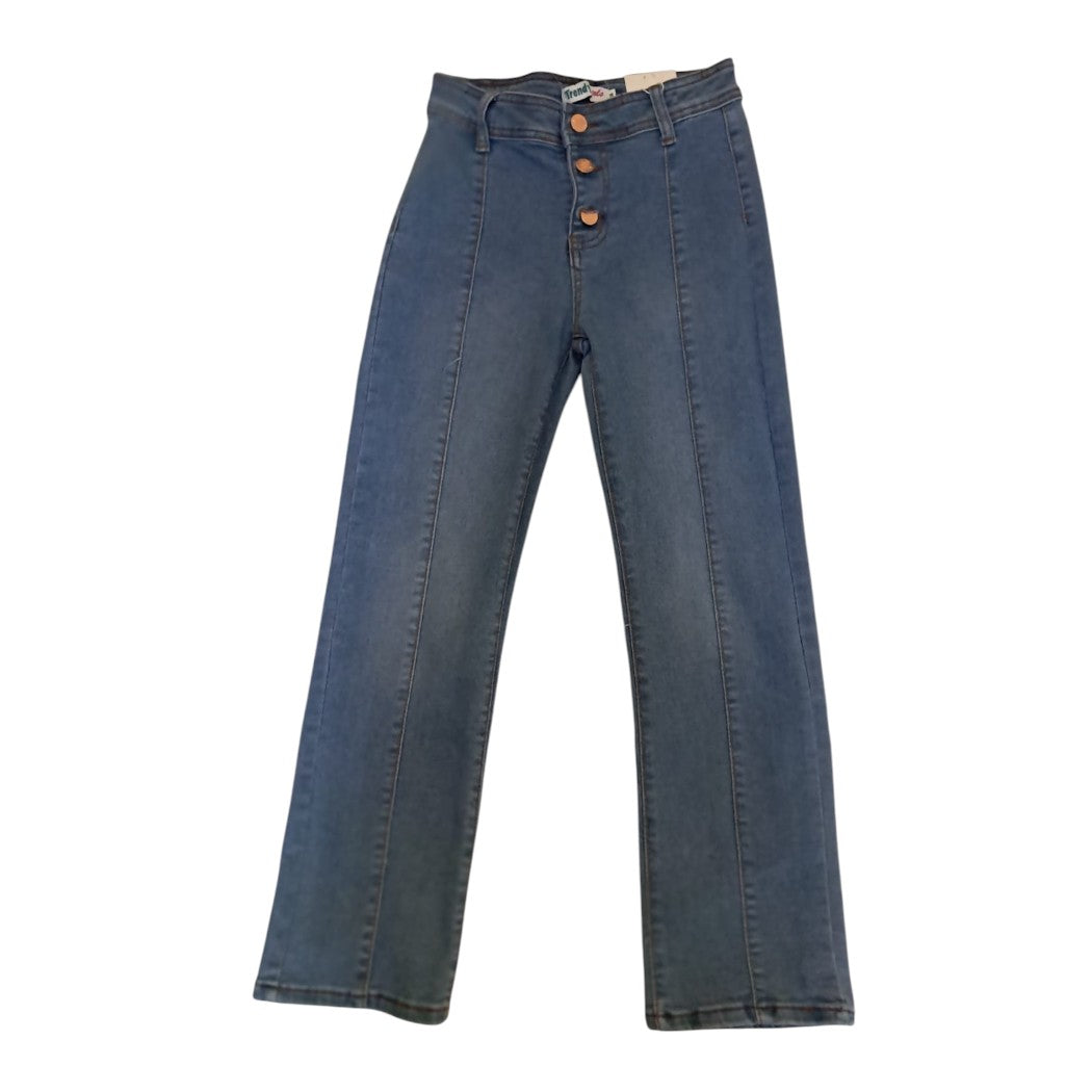 JEANS TIRO ALTO PARA NIÑA CON 3 BOTONES