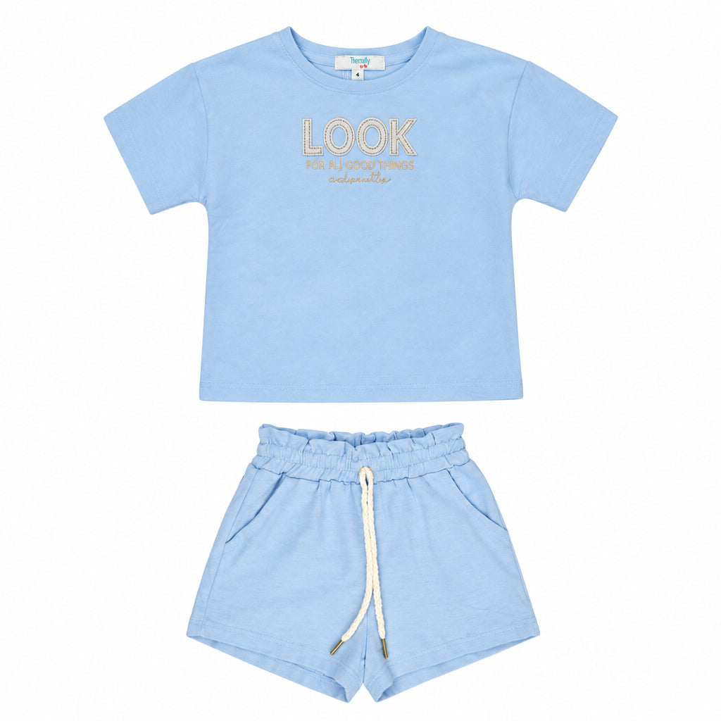 CONJUNTO DE NIÑA DE SHORT CON BOLSILLOS