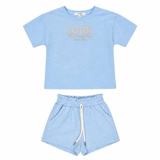 CONJUNTO DE NIÑA DE SHORT CON BOLSILLOS