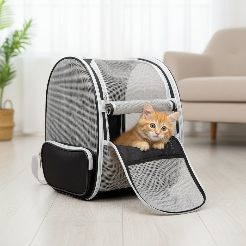 BOLSA TRANSPORTADORA DE MASCOTA CON MALLA