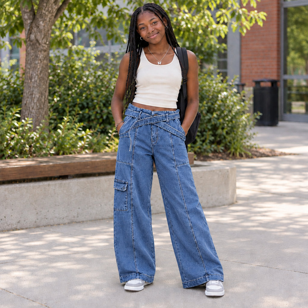 JEANS DE NIÑA CON CINTURÓN
